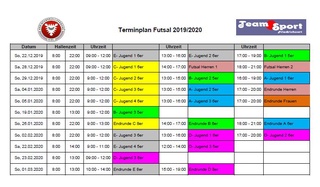 Terminplan Halle 2019-2020